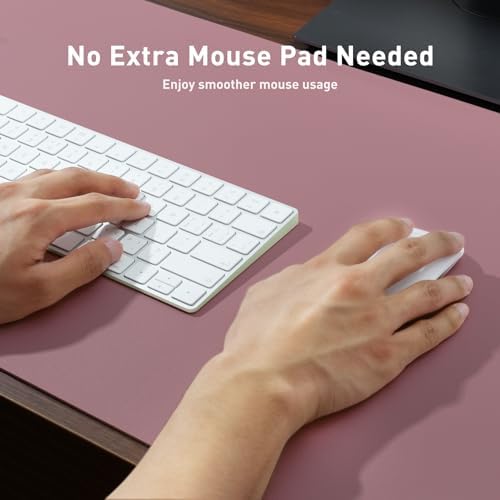 Aothia Faux Leather Desk Mat - Non-Slip PU Leather Desk Blotter, Waterproof Writing Surface, Large Desk Pad for Office & Home (Dark Pink, 55" x 24")