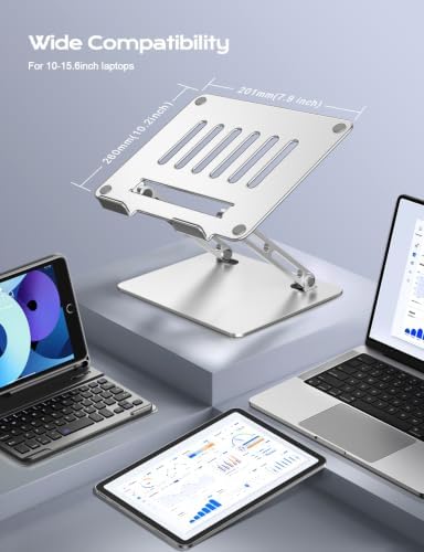 LOXP Portable Laptop Stand, Aluminum Laptop Stand for Desk - Silver