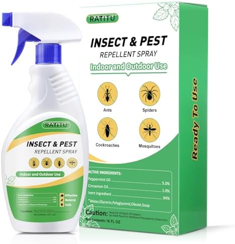 Peppermint Oil Insect and Pest Repellent Spray, 16 OZ Insect Repellent Spray for Ants, Spiders, Cockroaches, Mosquitoes, Indoor & Outdoor Bug Repellent for Insects, Plant-Based Formula