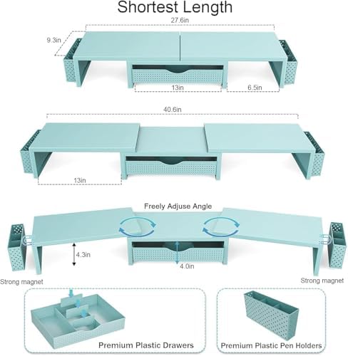 gianotter Dual Monitor Stand Riser With Drawer and 2 Pen Holders