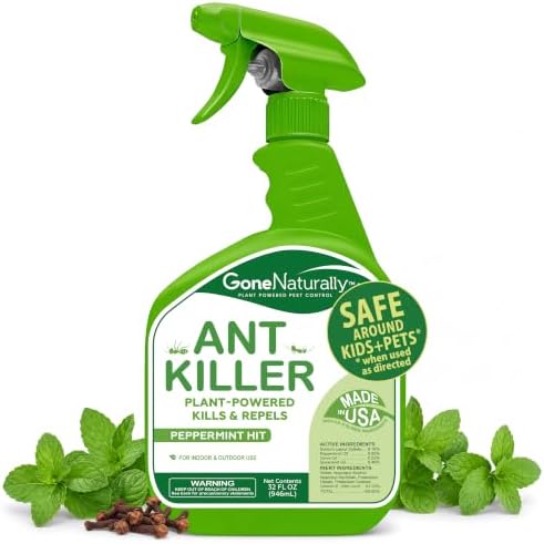 Ant Killer – Indoor & Outdoor Ant Killer Spray for Carpenter, Pavement & Little Black Ants – Peppermint Oil Ant Spray & Ant Repellent for Home – Safe Around Kids & Pets (32oz)
