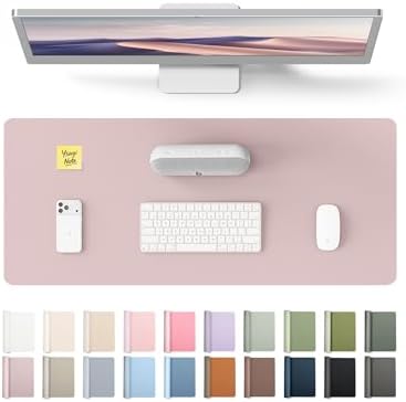 YSAGi Leather Desk Pad Protector, Office Desk Mat, Large Mouse Pad, Non-Slip PU Leather Desk Blotter, Laptop Desk Pad, Waterproof Desk Writing Pad for Office and Home (Grayish Lavender, 23.6" x 13.8")