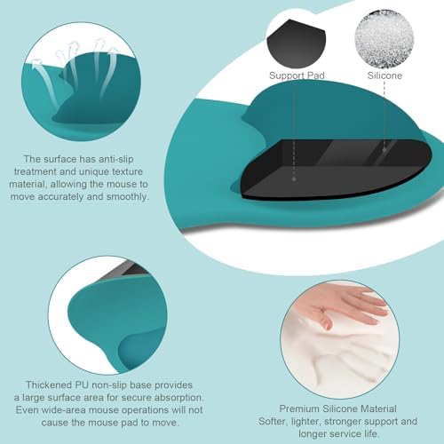 MOSISO Wrist Rest Support for Mouse Pad&Keyboard Set, Teal Green
