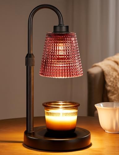 Pomegranate Red Candle Warmer Lamp with Timer, Dimmable Candle Warmer for Home Decor, Height Adjustable Candle Lamp for Jar Candles, Birthday Gifts for Women Mom, House Warming Gifts New Home