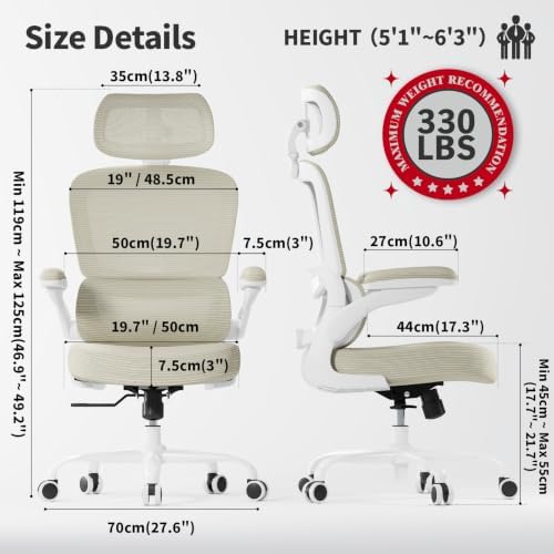 TRALT Ergonomic Office Chair Desk Chair with Adjustable Lumbar Support