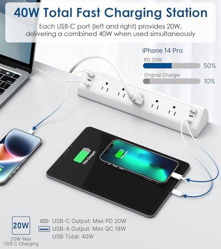 Jgstkcity Desk Clamp Power Strip USB C,Table Surge Protector