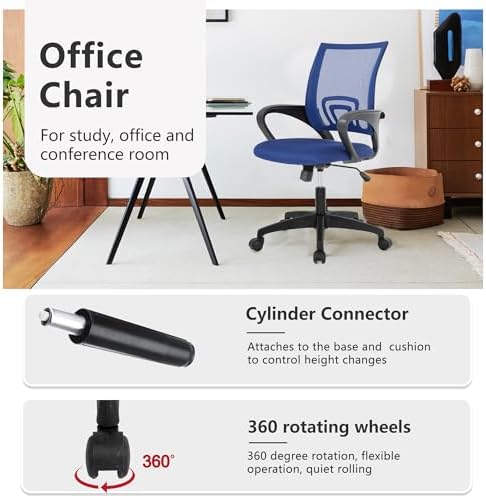 BestOffice Ergonomic Office Chair | Mid-Back Swivel Desk Chair | Dark Blue