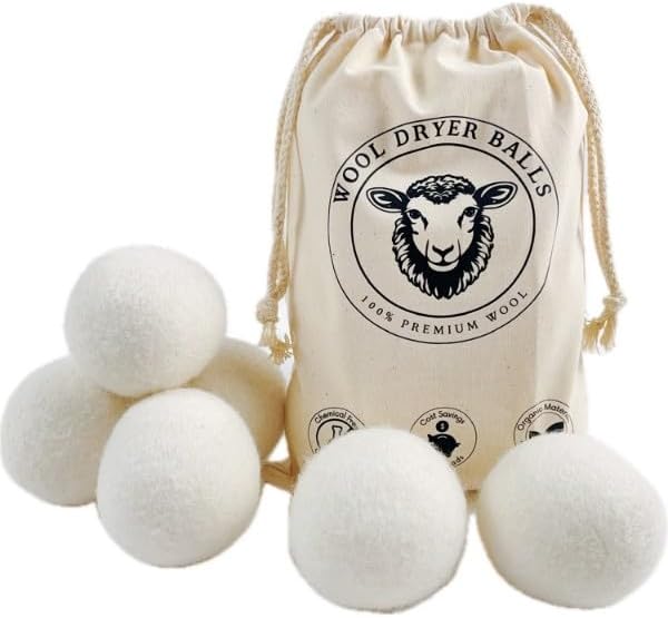 Natural Fabric Softener, Organic, Reusable, Unsented, 6-Pack XL, Replacment to Dryer Sheets,1500 Loads, Hypoallergenic