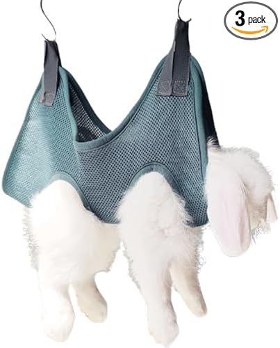 Rabbit Grooming Hammock with Safety Belt for Nail Clipping, Grooming, Bunny Bathing Bag for Nail Trimming, Cat Claw Care Bag, Small Animal Grooming Harness (Grey,XX-Small)