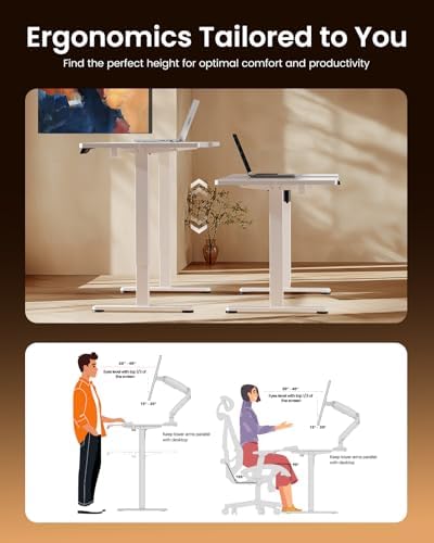 ErGear Height Adjustable Electric Standing Desk, 71 x 30 Inches Sit Stand up Desk, Memory Computer Home Office Desk, White