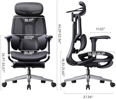 Hbada E3 Air 2026 Ergonomic Office Chair, 3-Zone Lumbar Support, Comfy Home Office Chair with Auto Recline, 4D Headrest & Armrests, 140° Tilt for Work & Relax with Footrest, Black with Footrest
