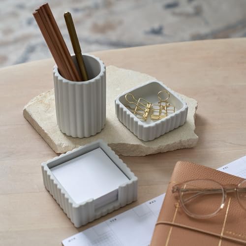 Modern Aesthetic Desk Accessories Set of 3 - Stylish Concrete Organizers