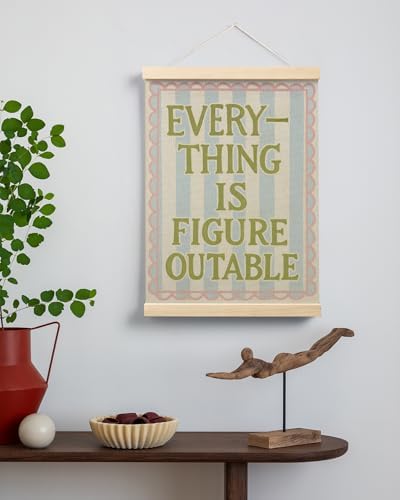 FGFK Everything Is Figureoutable Wall Art Poster Hanger Frame, Motivational Office Decor, Dopamine Positive Affirmations Canvas Prints Framed Wall Decor for Girls Bedroom College Dorm, 12x16 Inch
