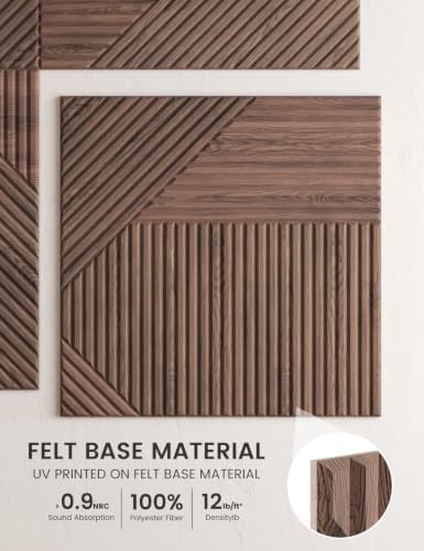 Fluxynara 6-Pack Felt Bulletin Board,Walnut Diamond Chevron-1