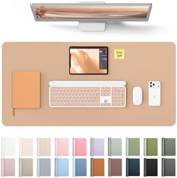 YSAGi Leather Desk Protector, Office Mat, Large Mouse Mat, Non-Slip PU Leather Blotter, Laptop Desk, Waterproof Writing Pad for Office and Home (Latte, 35.4" x 17")