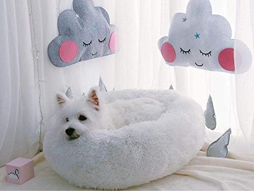 Dog Bed for Small Dogs & Cats, 24 Inch Medium Fluffy Washable Donut Bed | Plush Puppy Bed and Cat Bed for Pets up to 25 lb, High-Loft Polyester Fill with Water-Resistant Non-Skid Base for Indoor Use