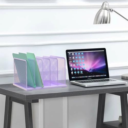 Kuntine.B 5-Section Upright Desk File Organizer Purple 1 Pack