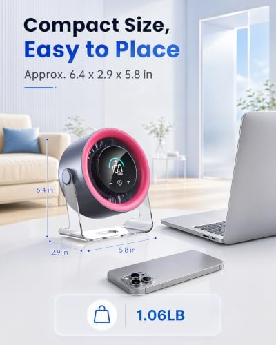 Small Desk Fan, 100-Speed Quiet Rechargeable for Office & Bedroom