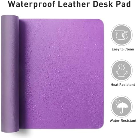 Aothia Leather Desk Pad Protector, Mouse Pad, Office Desk Mat, Non-Slip PU Leather Desk Blotter, Laptop Desk Pad, Waterproof Desk Writing Pad for Office and Home (31.5" x 15.7", Iris Violet)