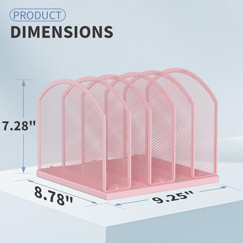Gawerk 5-Section Vertical Desktop Organizer, 6-Section Mesh File Folder Stand Sorter for Office Home Classroom Organization