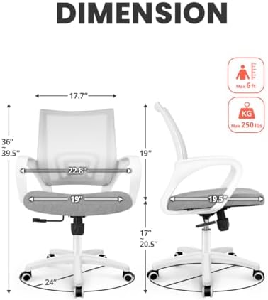 NEO CHAIR Office Computer Chair Ergonomic Mid-Back Mesh Desk Chair, Grey