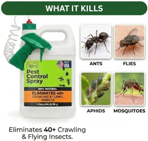 Nature's Dome Pest Control Spray 1 Gallon | Indoor & Outdoor Ant Spray for Yard, Patio & Perimeter | Kills Ants, Fleas, Ticks & Mosquitoes on Contact | Plant-Based Bug Killer, Ready to Use, No Mixing