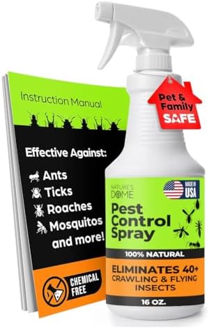 Nature's Dome Pest Control Spray 16 Oz | Indoor & Outdoor Ant Spray for Home, Kitchen & Patio | Kills Ants, Fleas, Ticks & Mosquitos on Contact | Plant-Based Formula, Ready to Use
