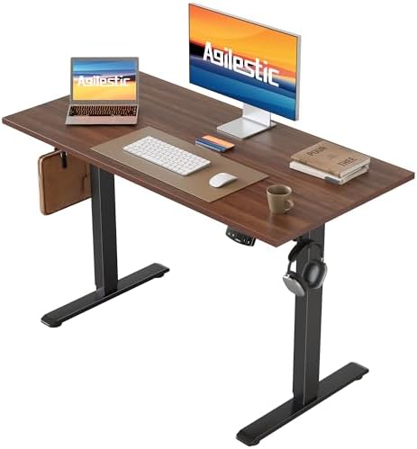 Agilestic 40*24 Inch Height Adjustable Electric Standing Desk, Dark Walnut