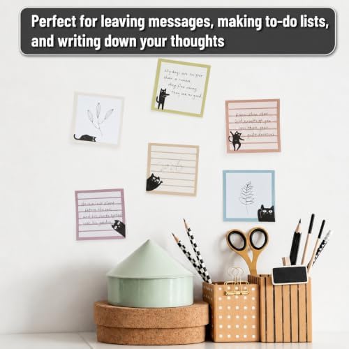 Mr. Pen- Black Cat Sticky Notes Set, 3" x 3", 6 Pads, 480 Sheets