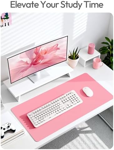 YSAGi Leather Desk Pad Protector, Office Desk Mat, Large Mouse Pad, Non-Slip PU Leather Desk Blotter, Laptop Desk Pad, Waterproof Desk Writing Pad for Office and Home (Pink, 47" x 17")