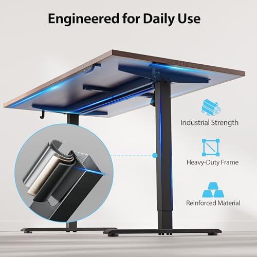 Agilestic 63*28 Inch Height Adjustable Electric Standing Desk, Dark Walnut