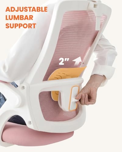 NEO CHAIR Office Chair with Adjustable Ergonomic Lumbar Headrest, Pink