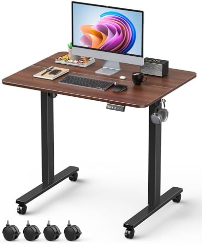 32" Small Rolling Electric Standing Desk Adjustable Height for Home Office