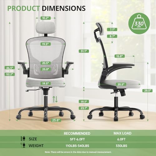 Synorla Office Chair|330LBS Capacity Ergonomic Desk Chair