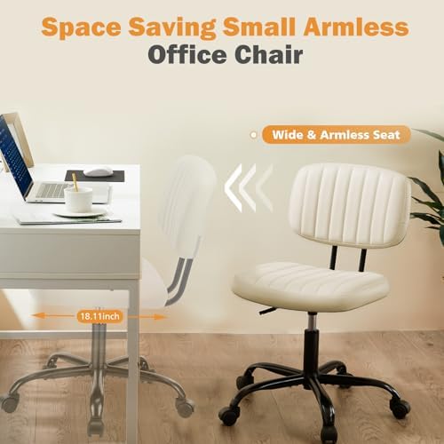 Sweetcrispy Office Desk Chair, Small Vanity Chair, Lumbar Support