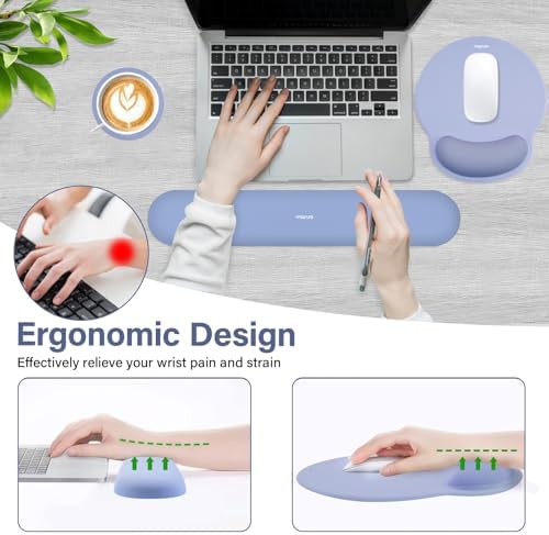 MOSISO Wrist Rest Support for Mouse Pad&Keyboard Set, Stone Blue