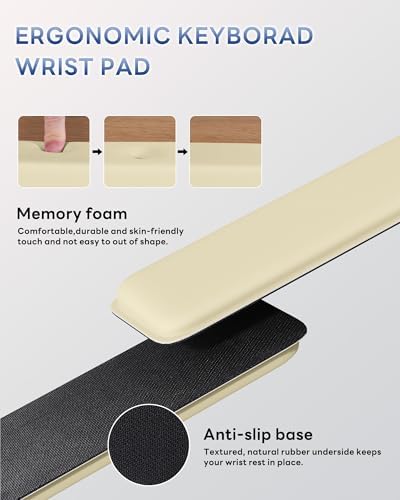 Laborio Computer Keyboard Wrist Rest, Keyboard Riser Stand for Desk(Beige)