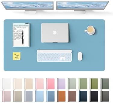 YSAGi Leather Desk Protector, Office Mat, Large Mouse Mat, Non-Slip PU Leather Blotter, Laptop Desk Mat, Waterproof Writing Pad for Office and Home (Sea Blue, 47.2" x 23.6")