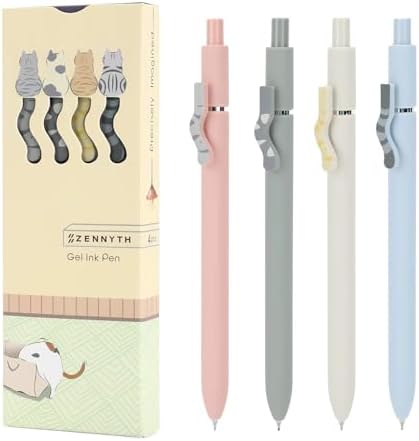 Ddaowanx Cute Cat Pens,4 Pcs 0.5mm Quick Dry Black Ink Gel Pens