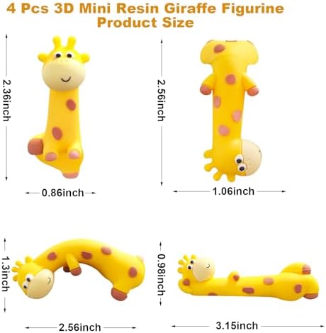 4 PCS Resin Giraffe Figurine Computer Monitor Decor,Cute Mini Goose Statues for Car Dashboard,Funny Desk/TV/Photo Frame Decorations (Yellow Giraffe)
