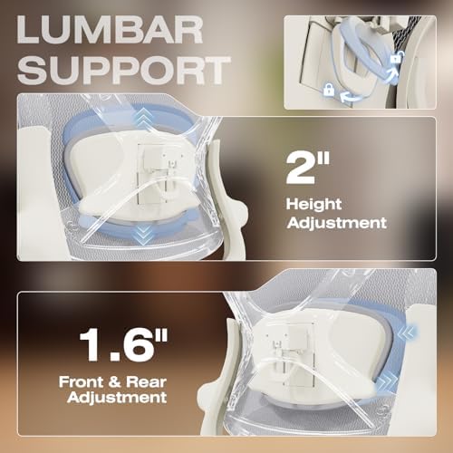 ELABEST X100 Ergonomic Mesh Office Chair with Footrest, Big and Tall Home Desk Chair with 5D Flip-Up Arms, Adjustable 3D Lumbar Support, Gaming & Executive Computer Chair (First Light)