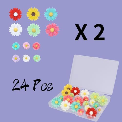 24 Pcs Daisy Flower Push Pins Decorative Thumb Tacks in Assort Colors Cute Office Decor for Cork Board Bulletin Board, Photos Wall Maps and Other Offices Schools Supplies Christmas Decoration