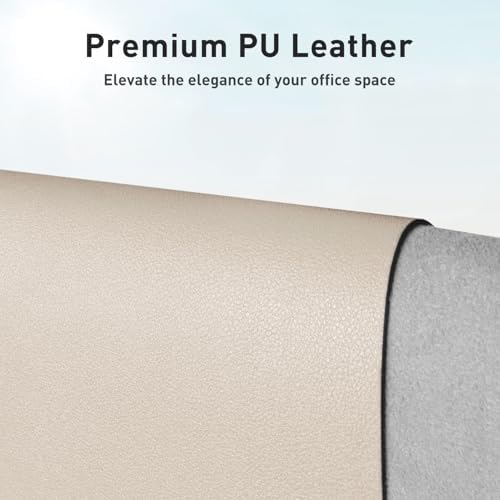 Aothia Faux Leather Desk Mat – Large Mouse Pad, Non-Slip PU Leather Blotter, Waterproof Writing Surface for Office and Home (Eggshell, 47.2" x 23.6")