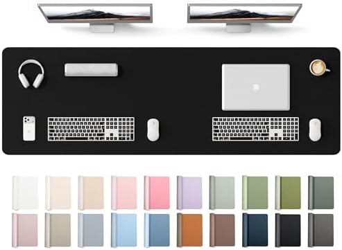 YSAGi Leather Desk Protector, Office Mat, Large Mouse Mat, Non-Slip PU Leather Blotter, Laptop Desk Mat, Waterproof Writing Pad for Office and Home(Black, 63" x 17.2")