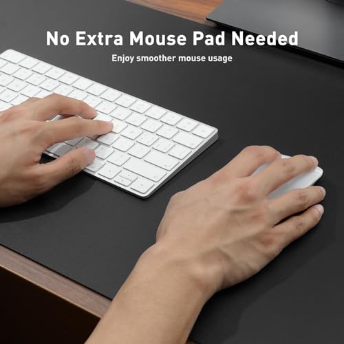 Aothia Faux Leather Desk Mat - Non-Slip PU Leather Desk Blotter, Waterproof Writing Surface, Large Desk Pad for Office & Home (Black, 55" x 17")