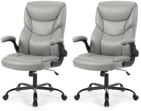 Sweetcrispy Office Chair Set of 2, Heavy Duty Desk Chair, PU Leather