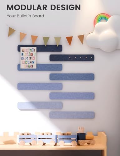 Fluxynara 13" x 2" Felt Wall Panels, Denim Mist