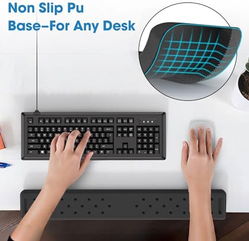 MEKASS L-Shaped Desk Long Elbow Pad for Desk, Memory Foam Elbow Support Padding with Non-Slip, Ergonomic Desk Edge Cushion, Wrist Comfort Support for Office Home 1 Pcs (Dimple Black)