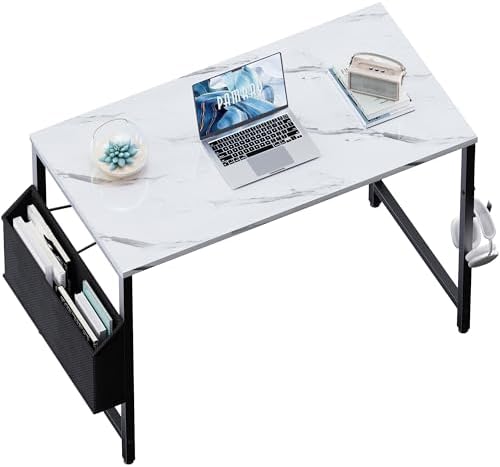 Pamray 32 Inch Computer Desk for Small Spaces with Storage Bag, Home Office Work Desk with Headphone Hook, Small Study Writing Table