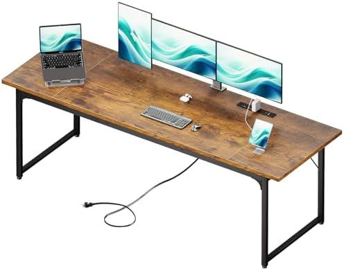 Coleshome 79 Inch Computer Desk with Power Outlet